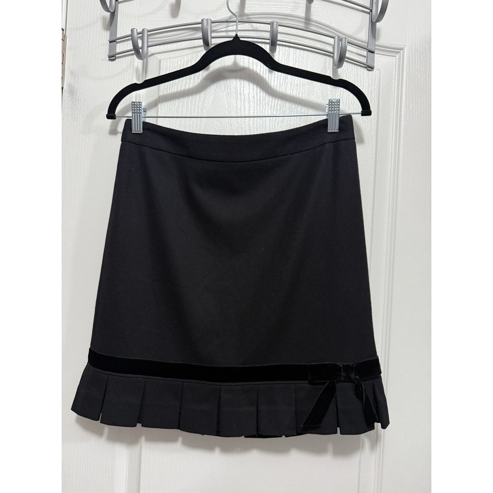 Vintage Y2K Banana Republic Wool Skirt‎ 2 Black Velvet Bow Twee OfficeSiren